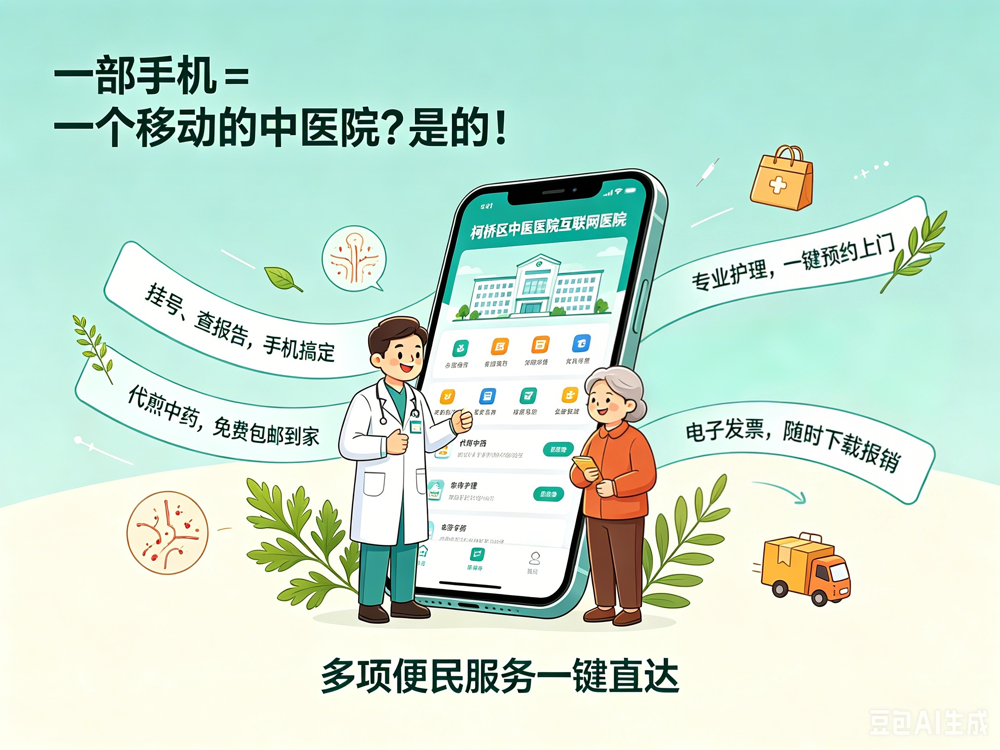 柯桥区中医医院互联网医院动漫宣传图